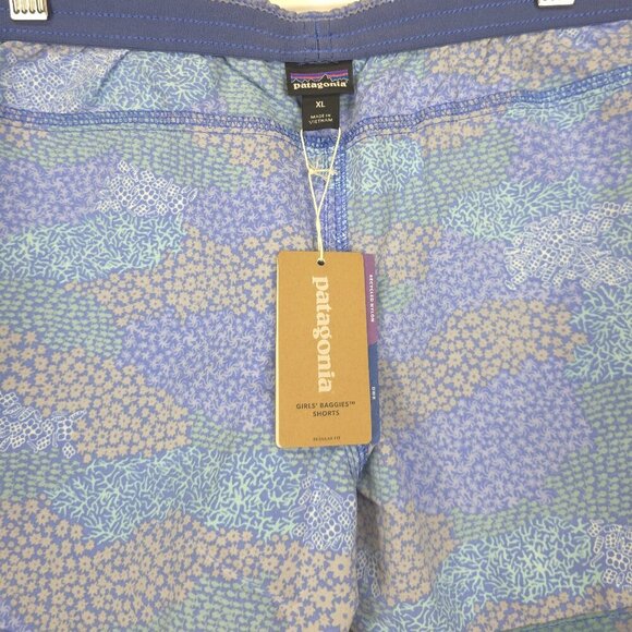 Patagonia Girls Baggies Shorts Next Wave Multi in Float Blue NWT XL - Picture 11 of 12